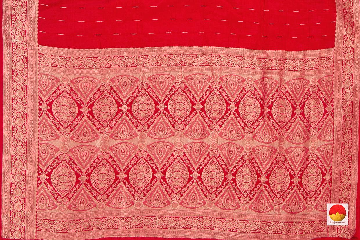 Red Banarasi Crepe Silk Saree Handwoven Pure Silk - PB 271 - Banarasi Silk - Panjavarnam PB 271