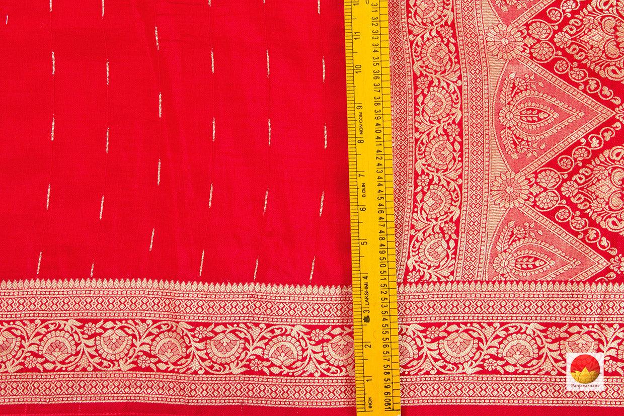 Red Banarasi Crepe Silk Saree Handwoven Pure Silk - PB 271 - Banarasi Silk - Panjavarnam PB 271