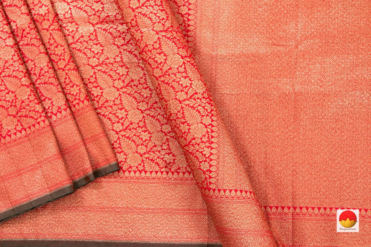 Red Banarasi Silk Saree With Antique Zari PB 295 - Banarasi Silk - Panjavarnam PB 295