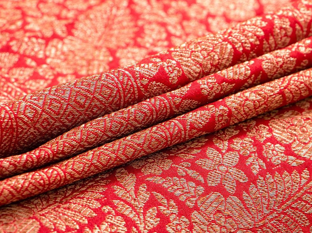 Red Banarasi Silk Saree With Antique Zari PB 295 - Banarasi Silk - Panjavarnam PB 295