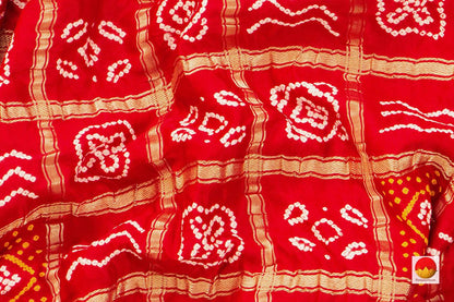 Red Gharchola Bandhani Silk Saree Handwoven Pure Silk PV KO 137 - Bandhani Silk - Panjavarnam