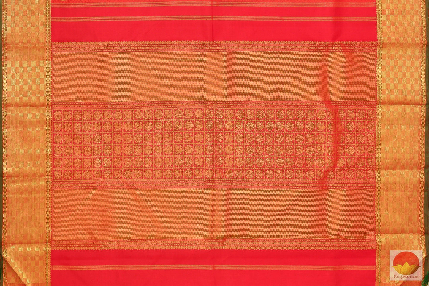 Red Handwoven Kanjivaram Pure Silk Saree Pure Silk Pure Zari For Wedding Wear PVG 4010 - Silk Sari - Panjavarnam