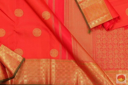 Red Handwoven Kanjivaram Pure Silk Saree Pure Silk Pure Zari For Wedding Wear PVG 4010 - Silk Sari - Panjavarnam PVG 4010