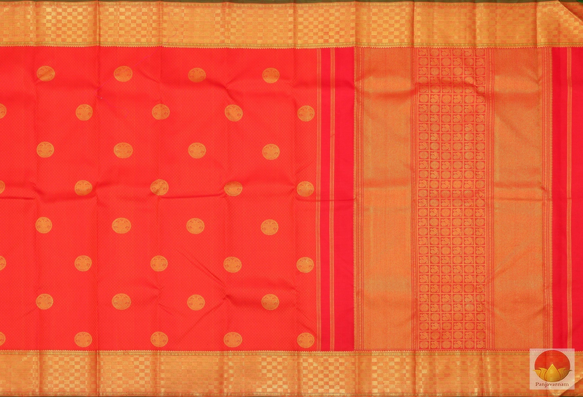 Red Handwoven Kanjivaram Pure Silk Saree Pure Silk Pure Zari For Wedding Wear PVG 4010 - Silk Sari - Panjavarnam PVG 4010