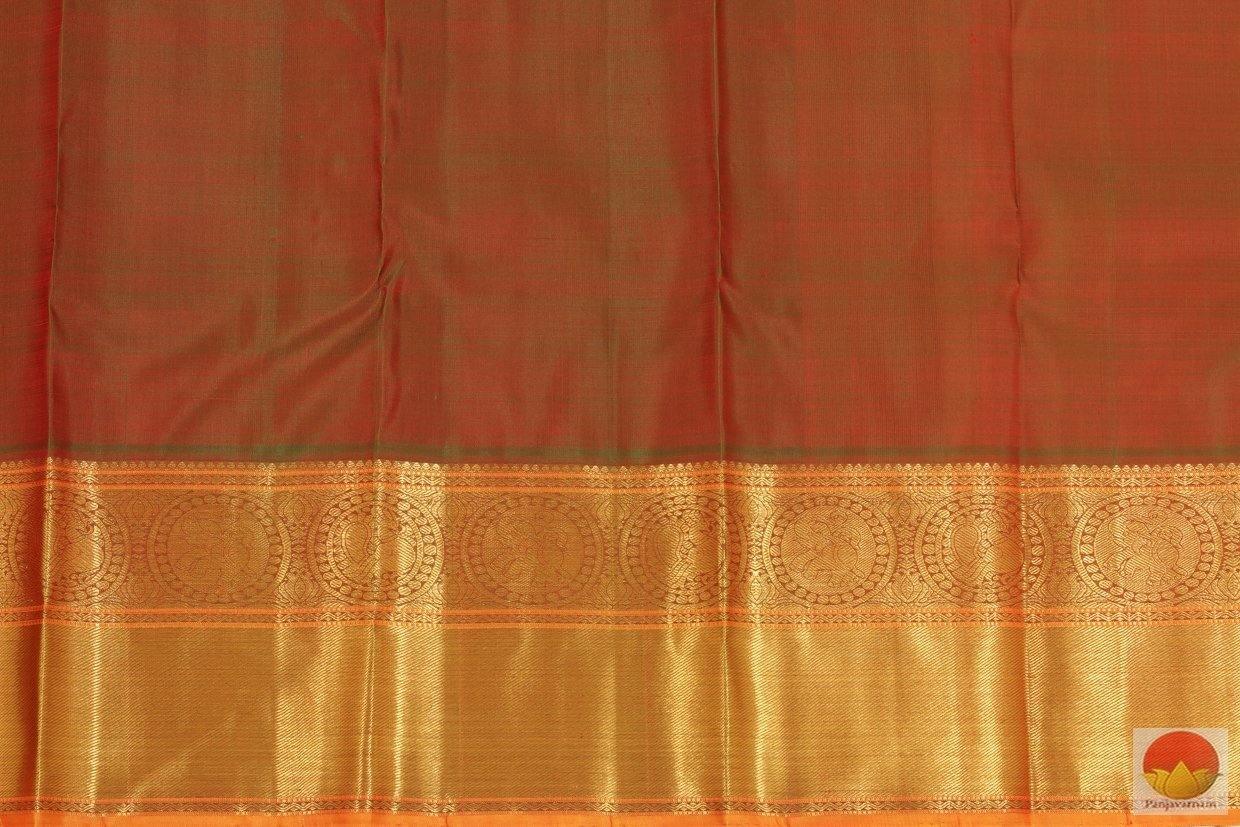 Red Jacquard Kanchipuram Silk Saree Handwoven Pure Silk Pure Zari For Wedding Wear PV G 4119 - Silk Sari - Panjavarnam PV G 4119