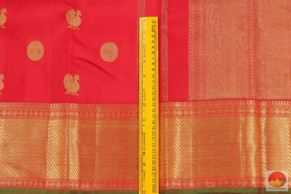 Red Kanchipuram Silk Saree - Handwoven - Pure Silk - Pure Zari - PV G 4144 - Silk Sari - Panjavarnam