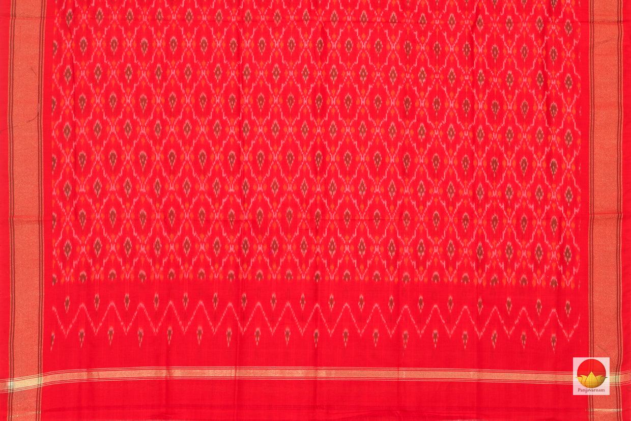 Red Pochampally Ikkat Silk Dupatta Geometric Patterns PVD 1010 - Dupattas - Panjavarnam