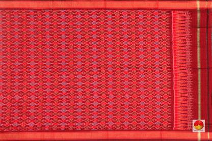 Red Pochampally Ikkat Silk Dupatta PVD 1058 - Dupattas - Panjavarnam
