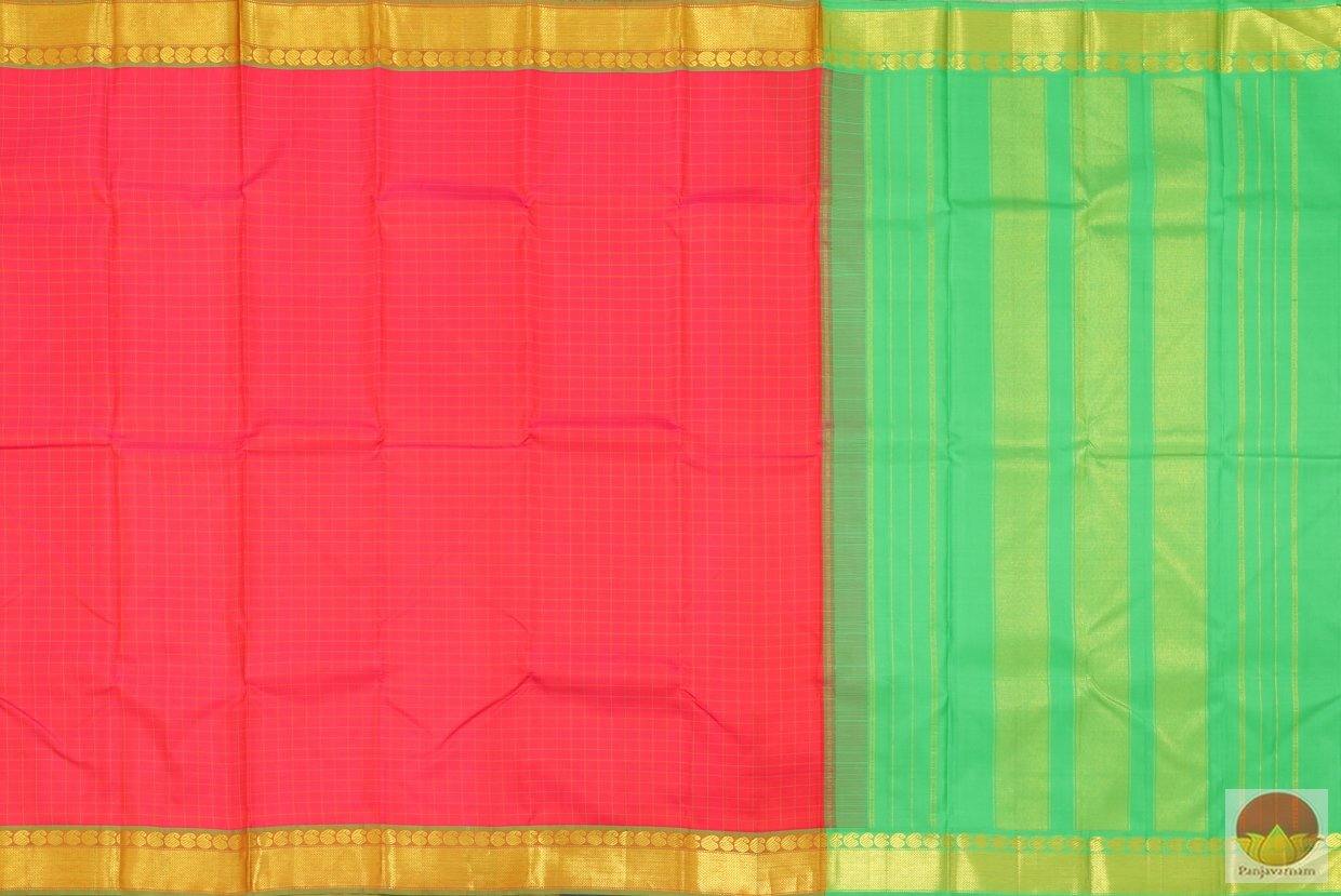 Rose & Green Kanchipuram Silk Saree Handwoven Pure Silk Pure Zari For Festive Wear PV G 4149 - Silk Sari - Panjavarnam