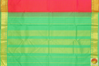 Rose & Green Kanchipuram Silk Saree Handwoven Pure Silk Pure Zari For Festive Wear PV G 4149 - Silk Sari - Panjavarnam PV G 4149