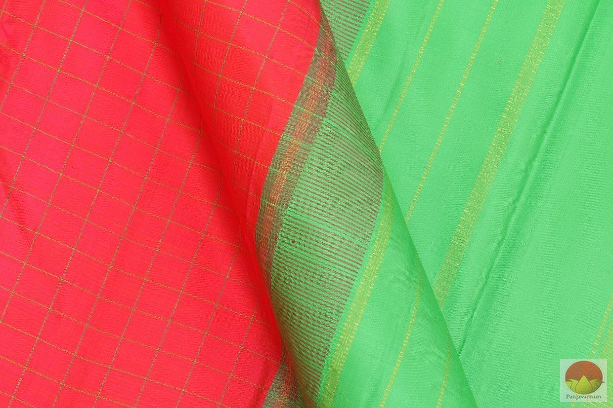 Rose & Green Kanchipuram Silk Saree Handwoven Pure Silk Pure Zari For Festive Wear PV G 4149 - Silk Sari - Panjavarnam PV G 4149