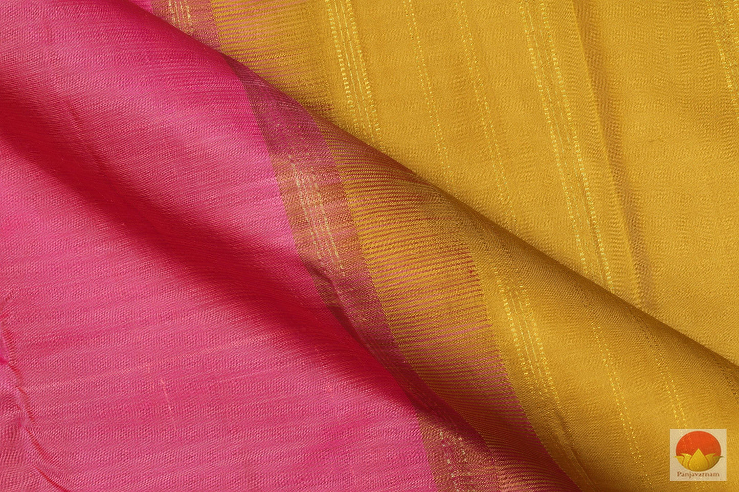Rose and Mustard - Temple Border - Handwoven Pure Silk Kanjivaram Saree - SVS 12970 Archives - Silk Sari - Panjavarnam