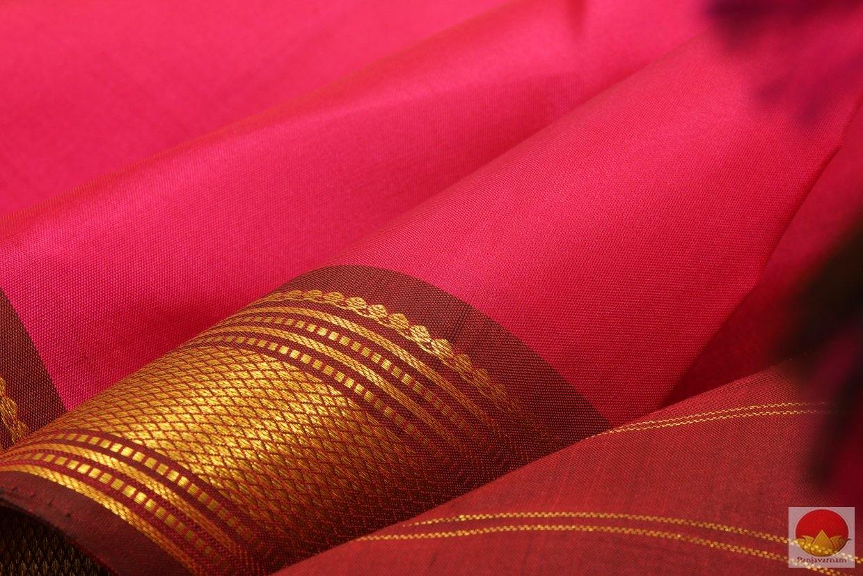 Rose Pink & Maroon - Kanchipuram Silk Saree - Handwoven Pure Silk - Pure Zari - PV G 4171 = Archives - Silk Sari - Panjavarnam