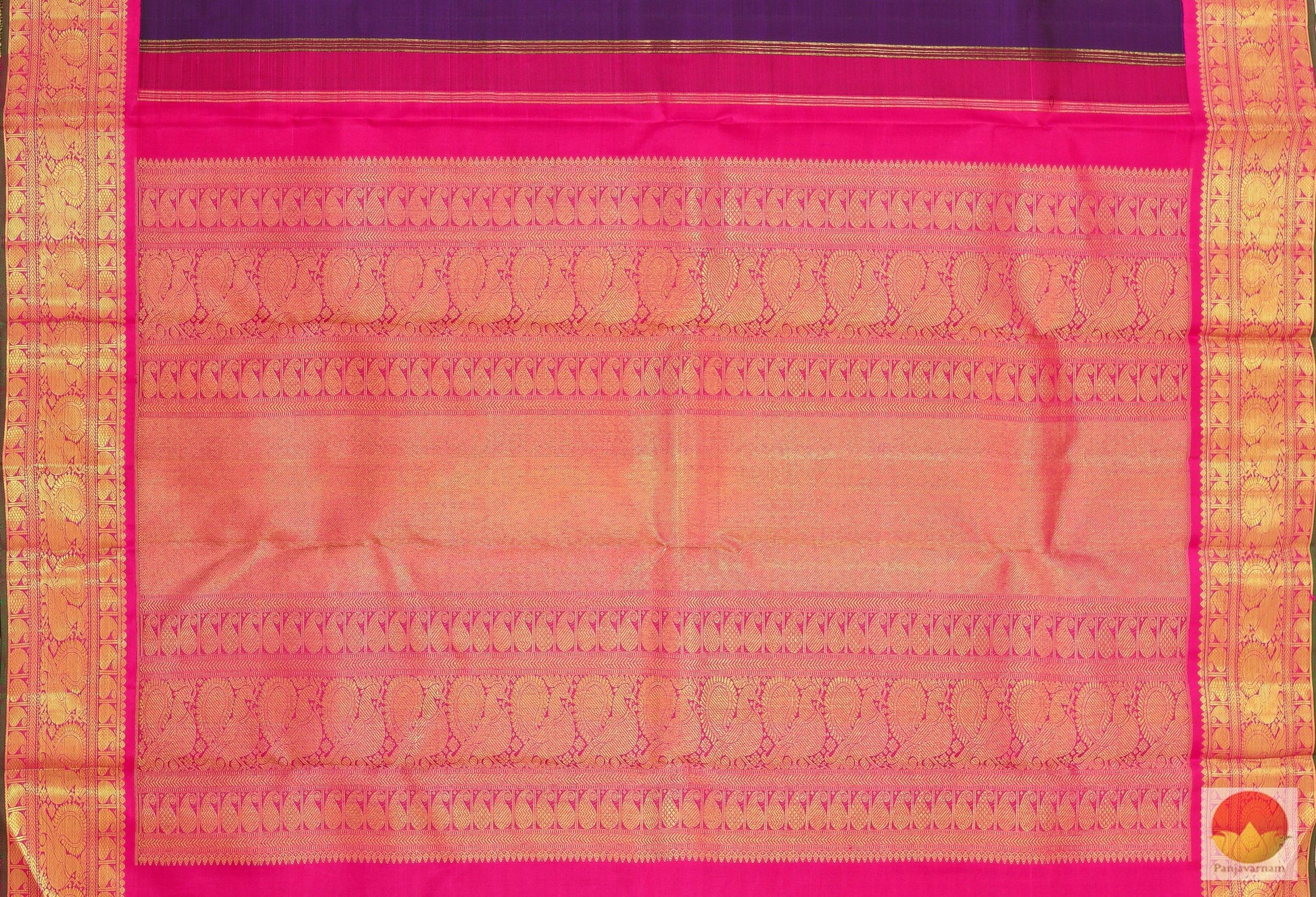 Royal Blue & Pink - Handwoven Pure Silk Kanjivaram Saree - Pure Zari - PV 504 - Archives - Silk Sari - Panjavarnam