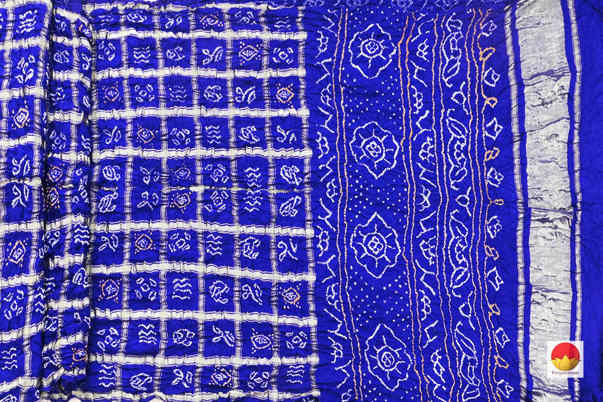 Royal Blue Gharchola Bandhani Silk Saree Handwoven Pure Silk PV KO 139 - Bandhani Silk - Panjavarnam