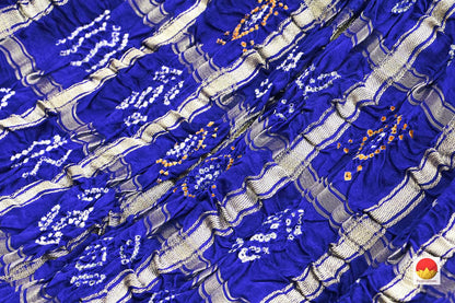 Royal Blue Gharchola Bandhani Silk Saree Handwoven Pure Silk PV KO 139 - Bandhani Silk - Panjavarnam PV KO 139