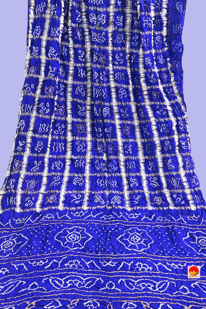 Royal Blue Gharchola Bandhani Silk Saree Handwoven Pure Silk PV KO 139 - Bandhani Silk - Panjavarnam PV KO 139