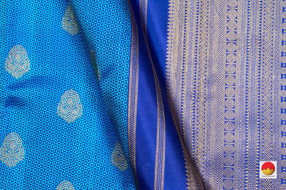Royal Blue Jacquard Kanchipuram Silk Saree Handwoven Pure Silk Pure Zari For Wedding Wear PV NYC 268 - Silk Sari - Panjavarnam