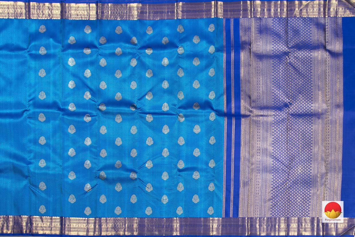 Royal Blue Jacquard Kanchipuram Silk Saree Handwoven Pure Silk Pure Zari For Wedding Wear PV NYC 268 - Silk Sari - Panjavarnam PV NYC 268