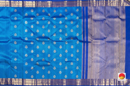 Royal Blue Jacquard Kanchipuram Silk Saree Handwoven Pure Silk Pure Zari For Wedding Wear PV NYC 268 - Silk Sari - Panjavarnam PV NYC 268