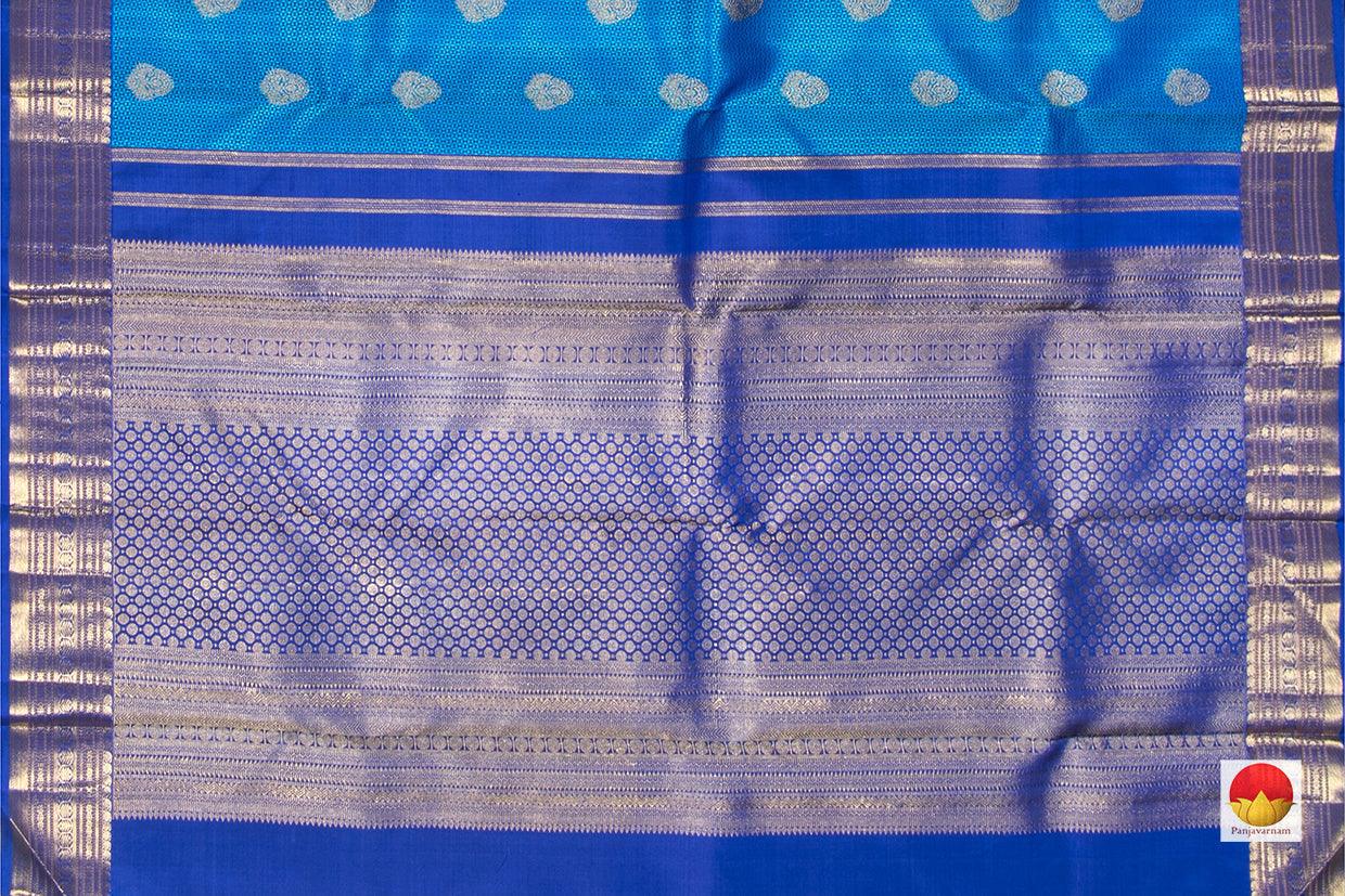 Royal Blue Jacquard Kanchipuram Silk Saree Handwoven Pure Silk Pure Zari For Wedding Wear PV NYC 268 - Silk Sari - Panjavarnam PV NYC 268