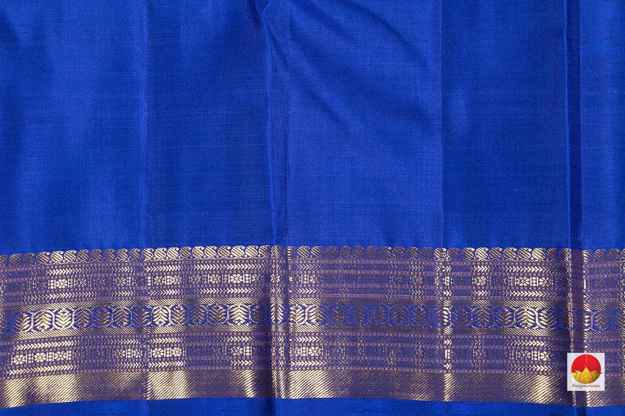 Royal Blue Jacquard Kanchipuram Silk Saree Handwoven Pure Silk Pure Zari For Wedding Wear PV NYC 268 - Silk Sari - Panjavarnam PV NYC 268