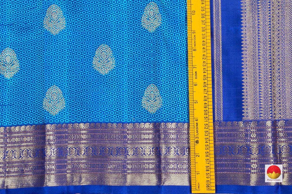 Royal Blue Jacquard Kanchipuram Silk Saree Handwoven Pure Silk Pure Zari For Wedding Wear PV NYC 268 - Silk Sari - Panjavarnam PV NYC 268