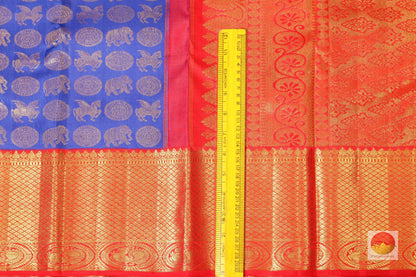 Royal Blue - Traditional Design - Pure Silk Kanjivaram Saree - Pure Zari - PV R1 Archives - Silk Sari - Panjavarnam