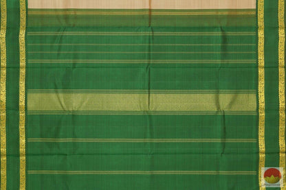 Sandal Beige & Green - Kanchipuram Silk Saree - Handwoven Pure Silk - Pure Zari - PVG 4155 - Archives - Silk Sari - Panjavarnam