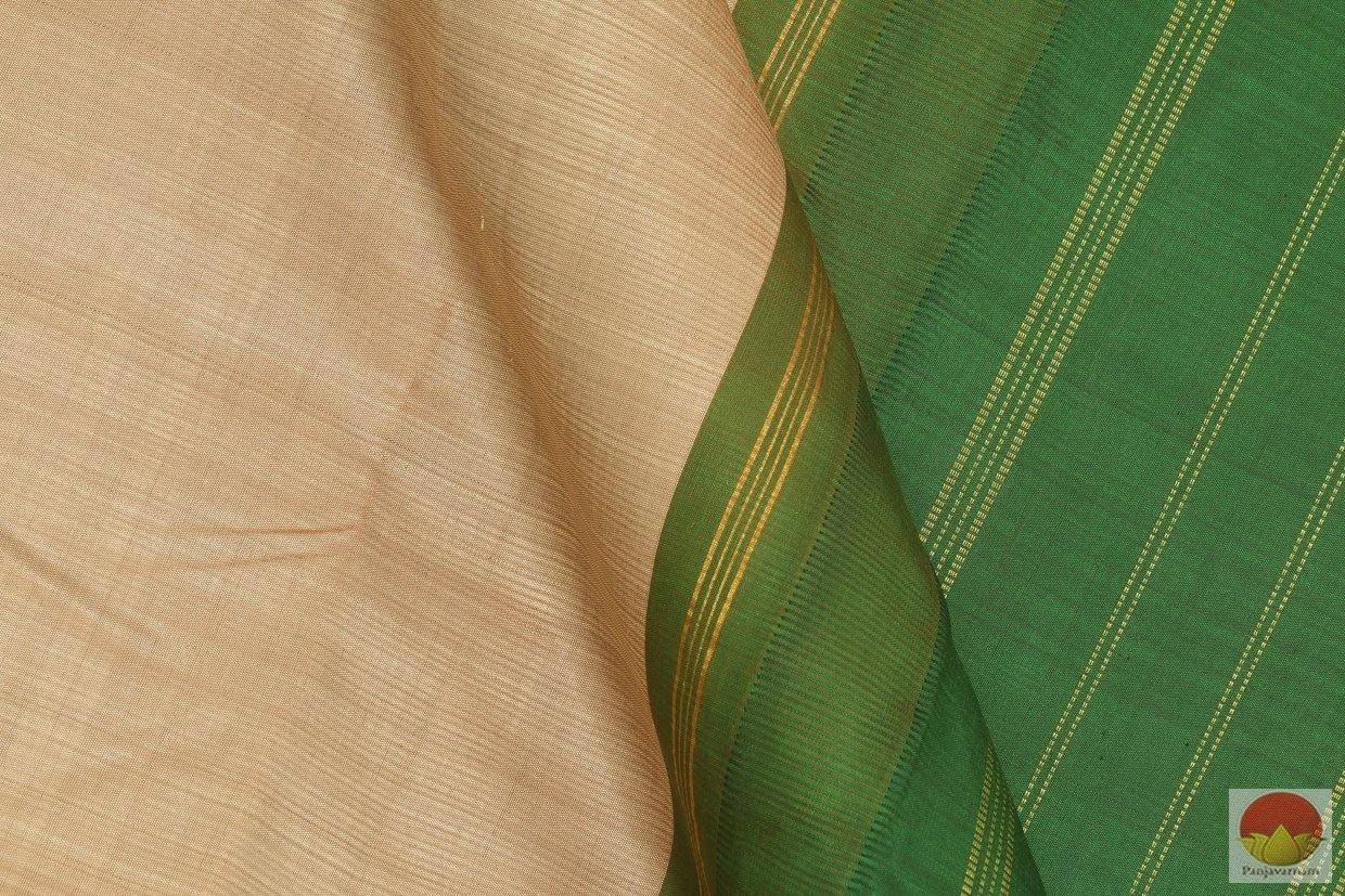 Sandal Beige & Green - Kanchipuram Silk Saree - Handwoven Pure Silk - Pure Zari - PVG 4155 - Archives - Silk Sari - Panjavarnam