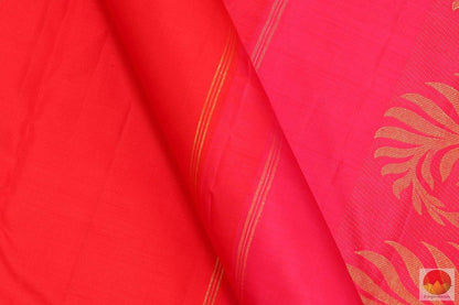 Scarlet Red - Kanchipuram Silk Saree - Handwoven Pure Silk - Pure Zari - PV G 4170 - Archives - Silk Sari - Panjavarnam