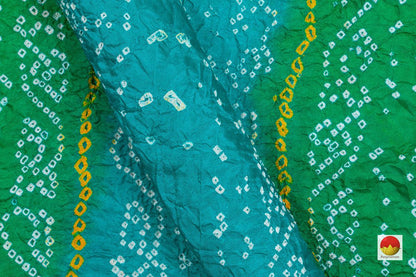 Sea Green Bandhani Silk Saree Handwoven PV RJ 14 - Bandhani Silk - Panjavarnam