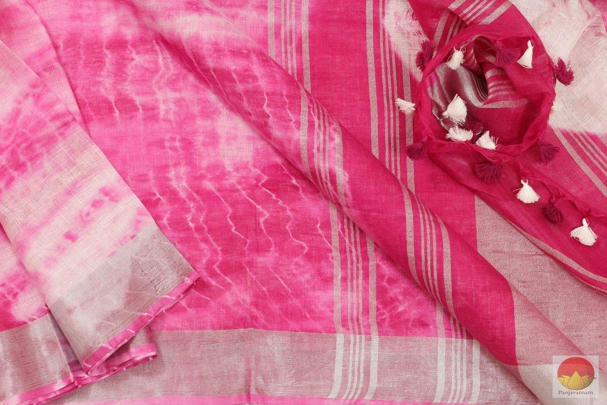 Shibori Handwoven Linen Saree - PL 273 - Archives - Linen Sari - Panjavarnam