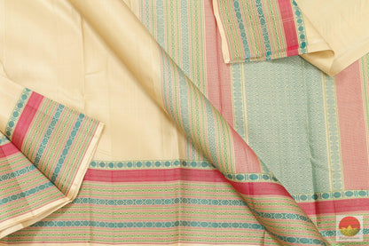 Silk Thread Border - Handwoven Pure Silk Kanjivaram Saree - No Zari - PV NZ 46672 - Archives - Silk Sari - Panjavarnam