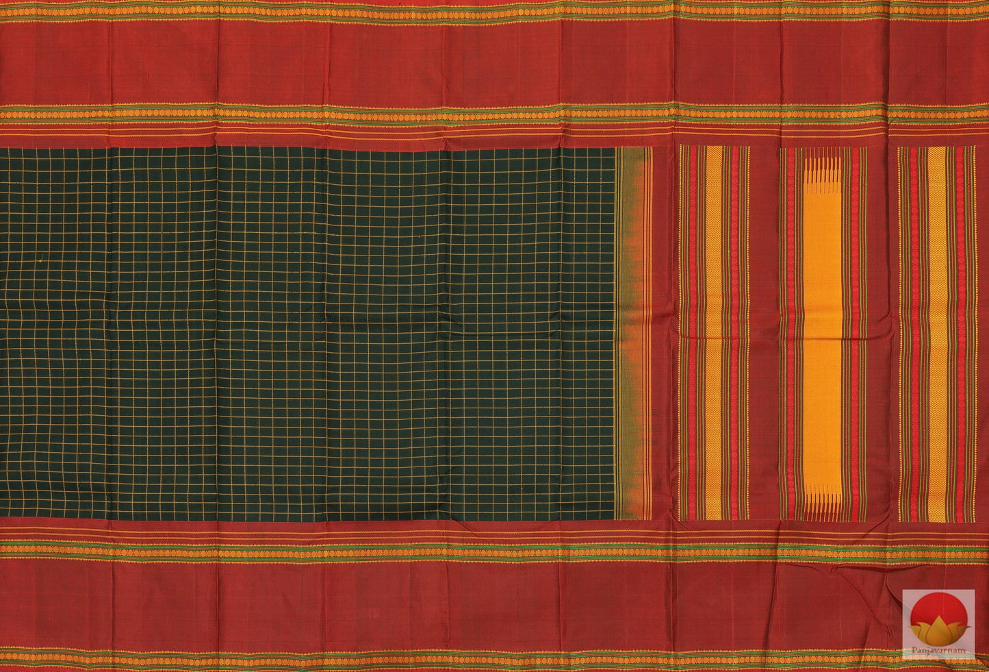 Silk Thread Border - Kanchipuram Handwoven Pure Silk Saree - No Zari - PV 507 Archives - Silk Sari - Panjavarnam