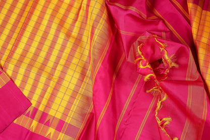 Temple Border Handwoven Kanjivaram Pure Silk Saree - PVA 0418 1228 - Silk Sari - Panjavarnam