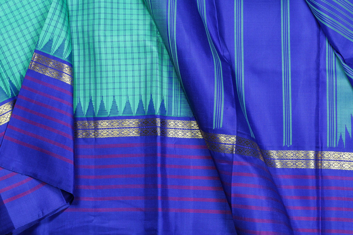 Temple Border Handwoven Kanjivaram Pure Silk Saree - PVA 0418 1263 - Silk Sari - Panjavarnam