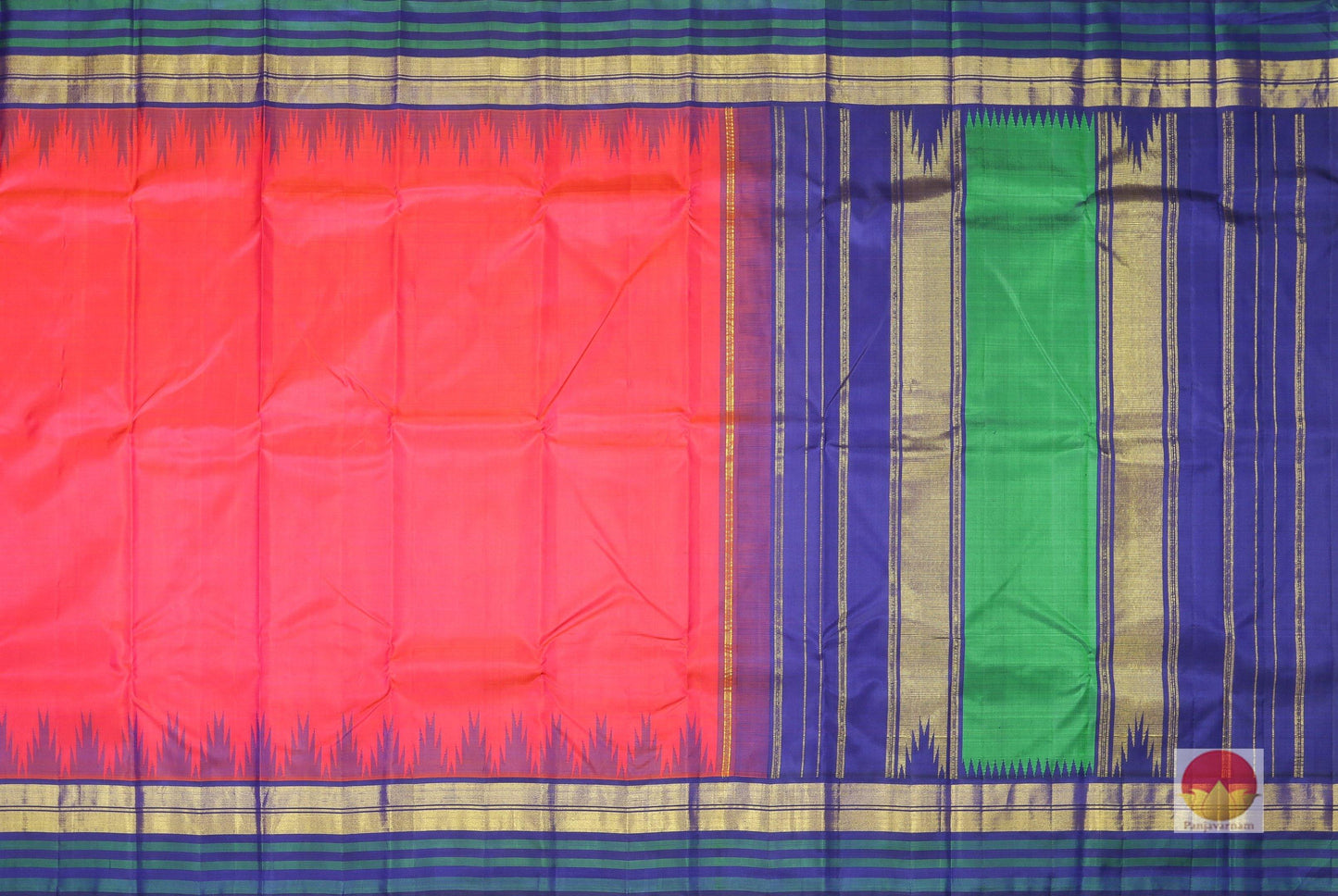 Temple Border Handwoven Pure Silk Kanjivaram Saree - Pure Zari - PA 192 - Archives - Silk Sari - Panjavarnam