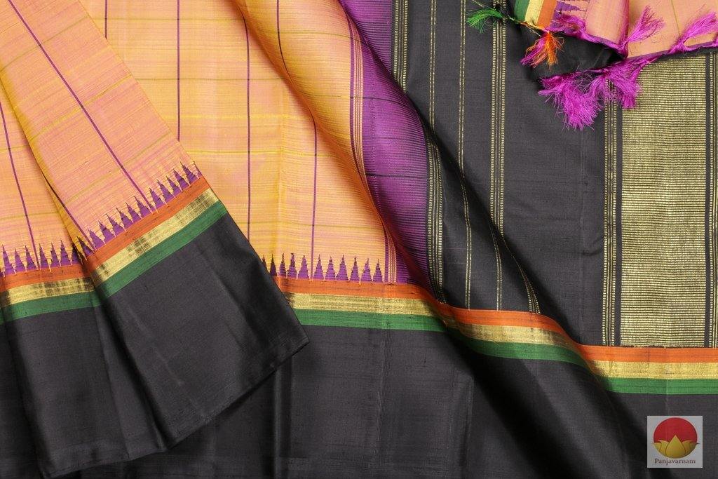 Temple Border Handwoven Pure Silk Kanjivaram Saree - Pure Zari - PV 3689 - Silk Sari - Panjavarnam