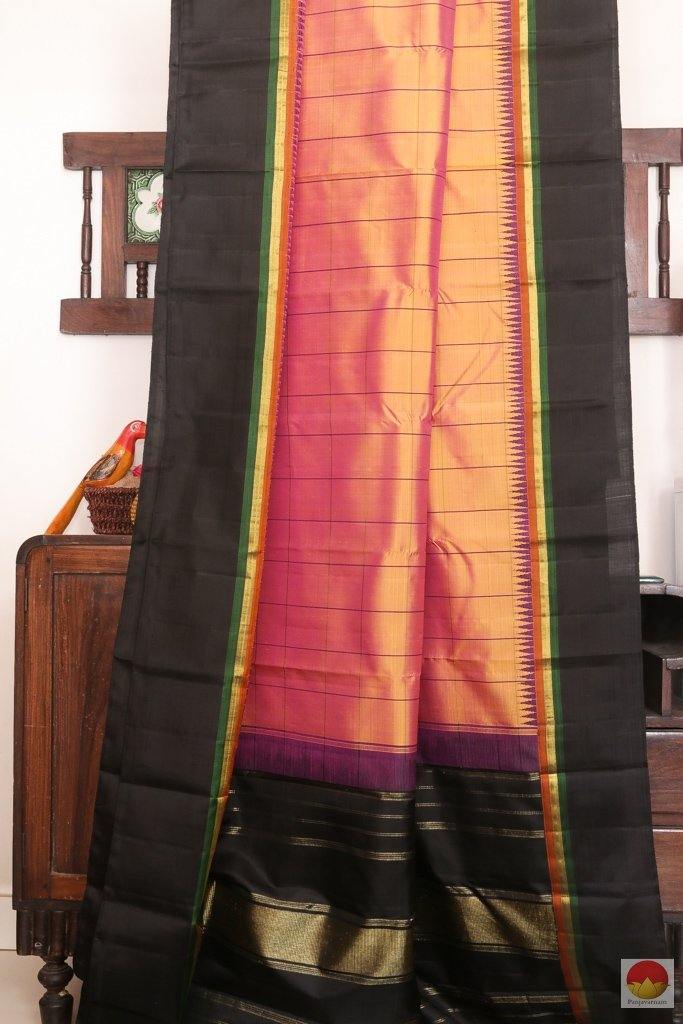 Temple Border Handwoven Pure Silk Kanjivaram Saree - Pure Zari - PV 3689 - Silk Sari - Panjavarnam