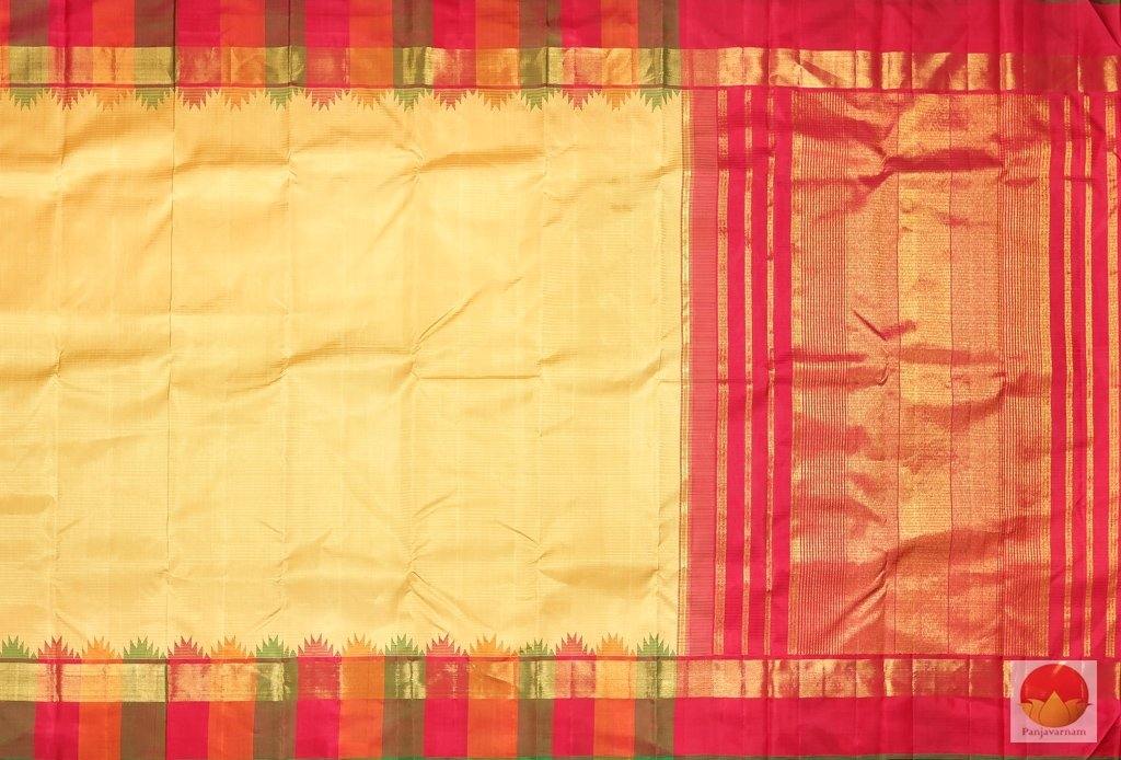 Temple Border Handwoven Pure Silk Kanjivaram Saree - Pure Zari - PV 3693 - Silk Sari - Panjavarnam