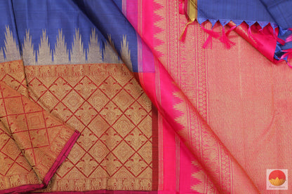 Temple Border - Handwoven Pure Silk Kanjivaram Saree - Pure Zari - PV G 1994 Archives - Silk Sari - Panjavarnam