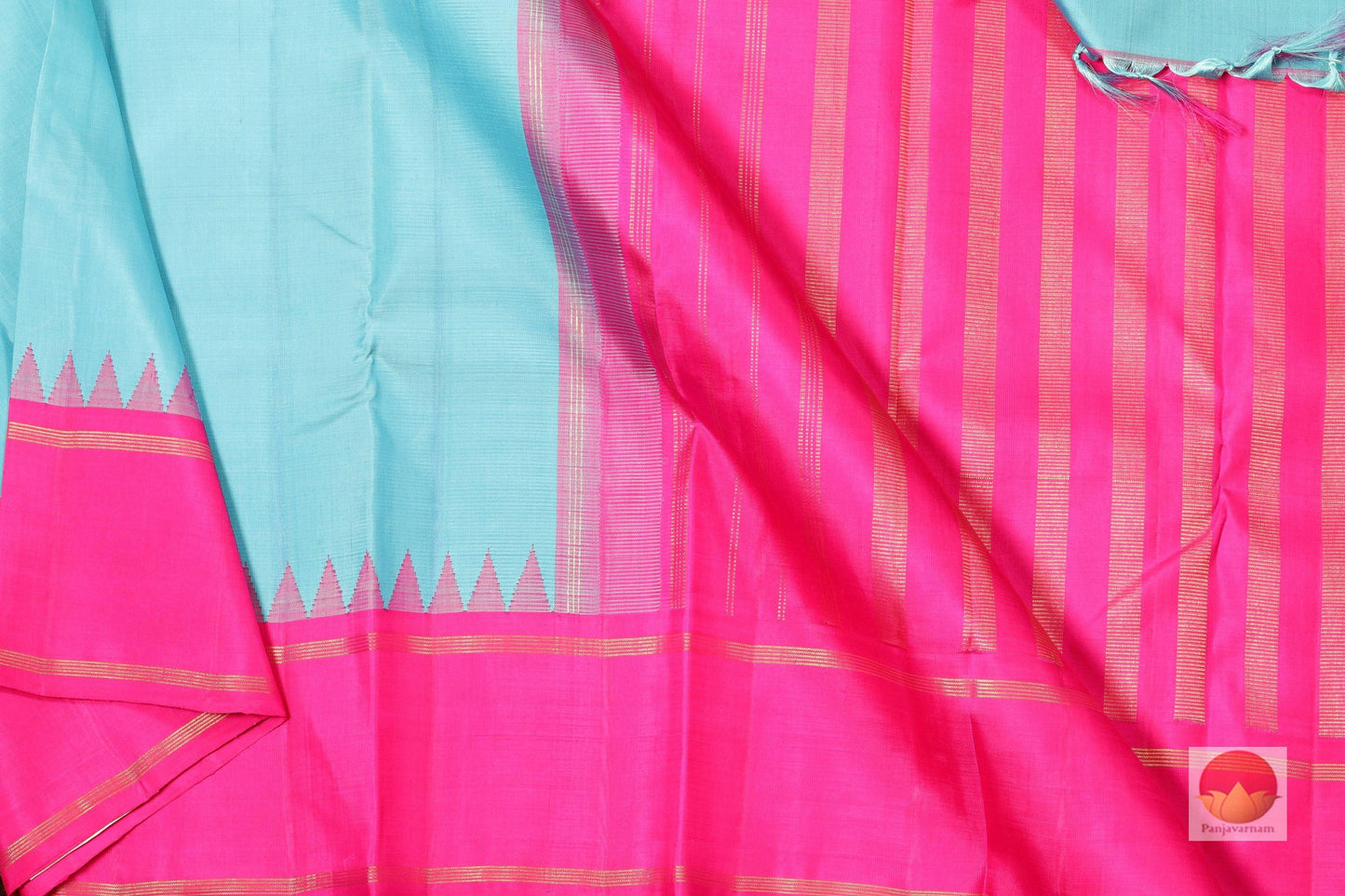 Temple Border Handwoven Pure Silk Kanjivaram Saree - Pure Zari - PV R3 Archives - Silk Sari - Panjavarnam