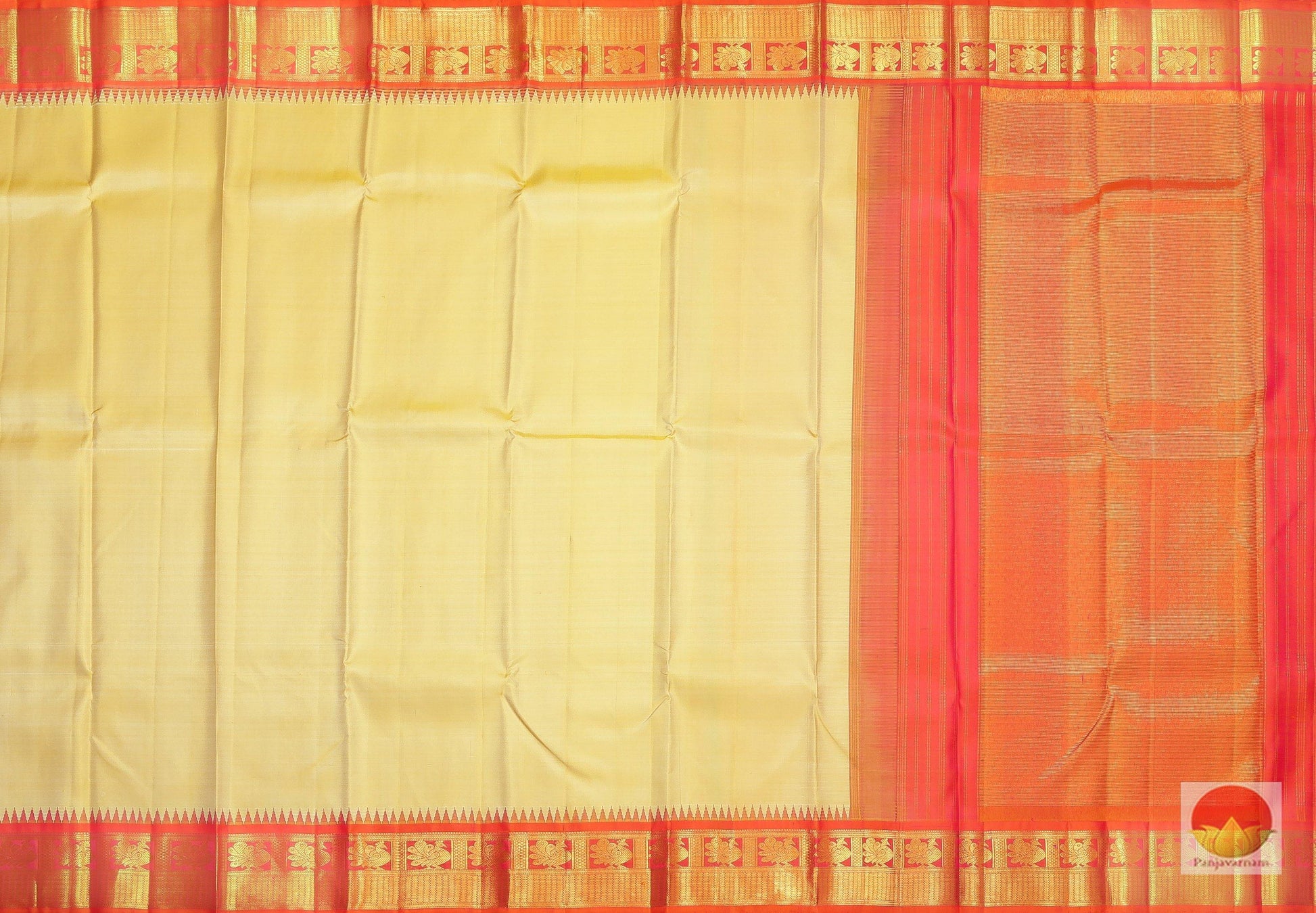 Temple Border - Handwoven Pure Silk Kanjivaram Saree - Pure Zari - PV SVS 10227 Archives - Silk Sari - Panjavarnam