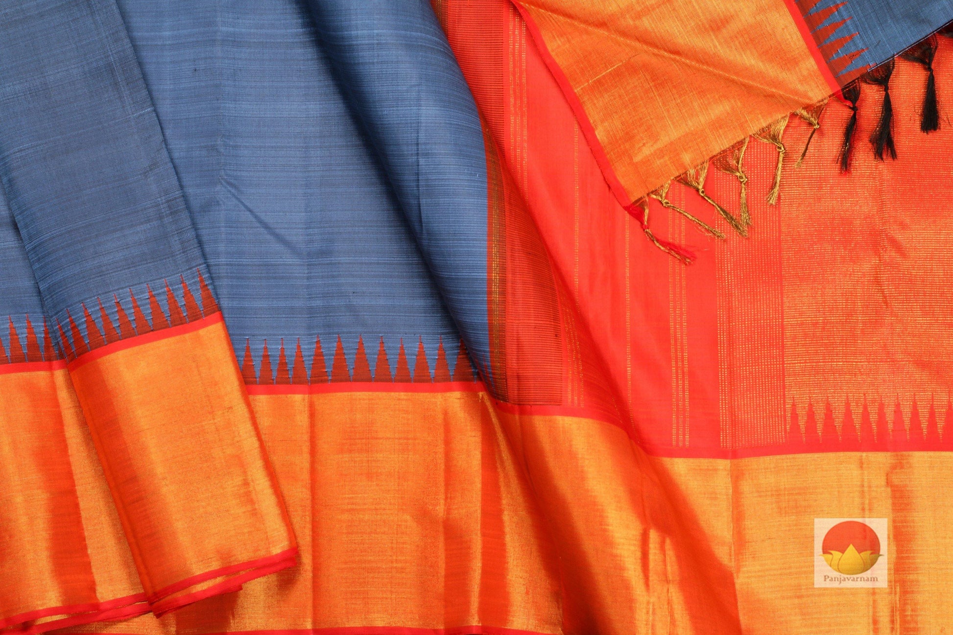 Temple Border Handwoven Pure Silk Kanjivaram Saree - Pure Zari - PVJL 0718 1550 Archives - Silk Sari - Panjavarnam