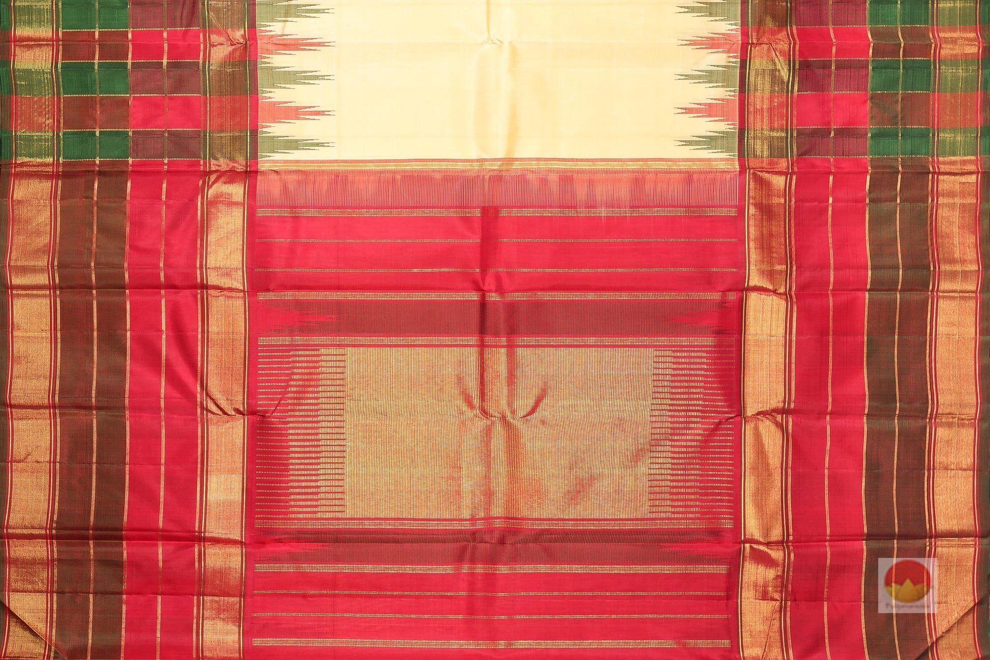 Temple Border Handwoven Pure Silk Kanjivaram Saree - Pure Zari - PVM 0518 1413 Archives - Silk Sari - Panjavarnam