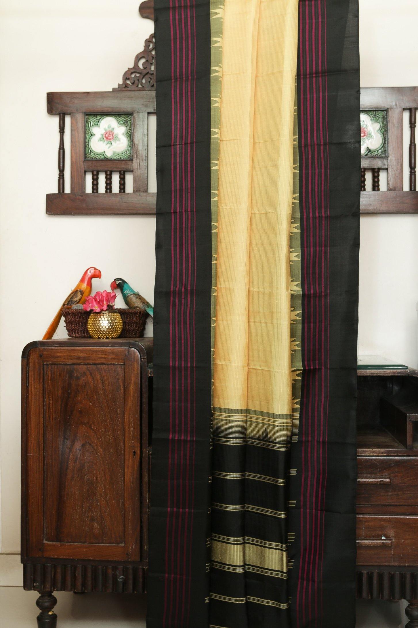 Temple Border Handwoven Pure Silk Kanjivaram Saree - PVJU 0618 1459 - Silk Sari - Panjavarnam