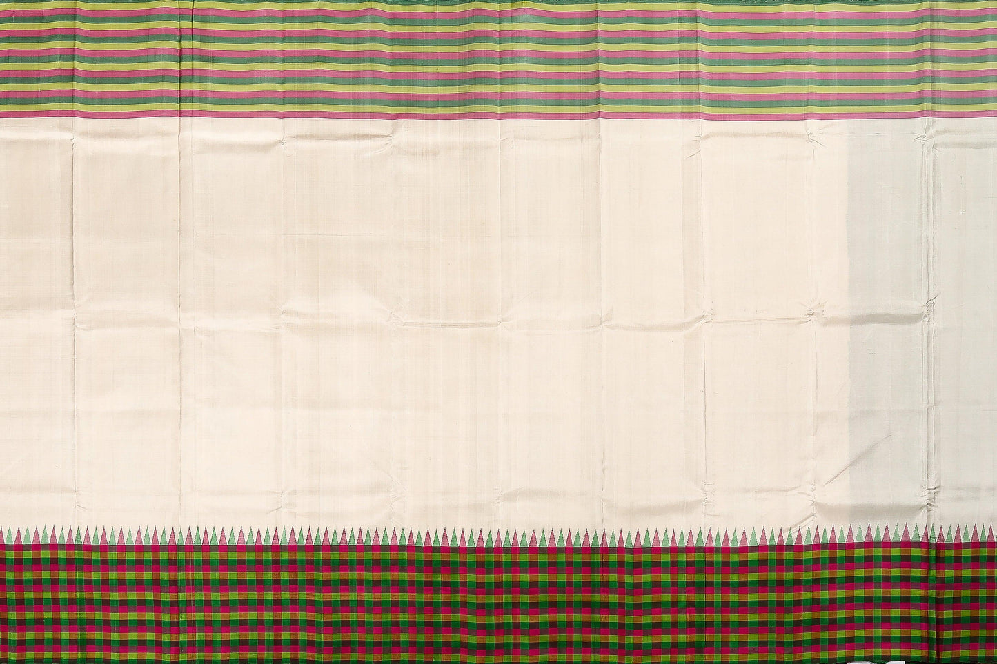 Temple Border Handwoven Pure Silks Saree - Multicolour Checks - PVA 0418 1229 - Silk Sari - Panjavarnam