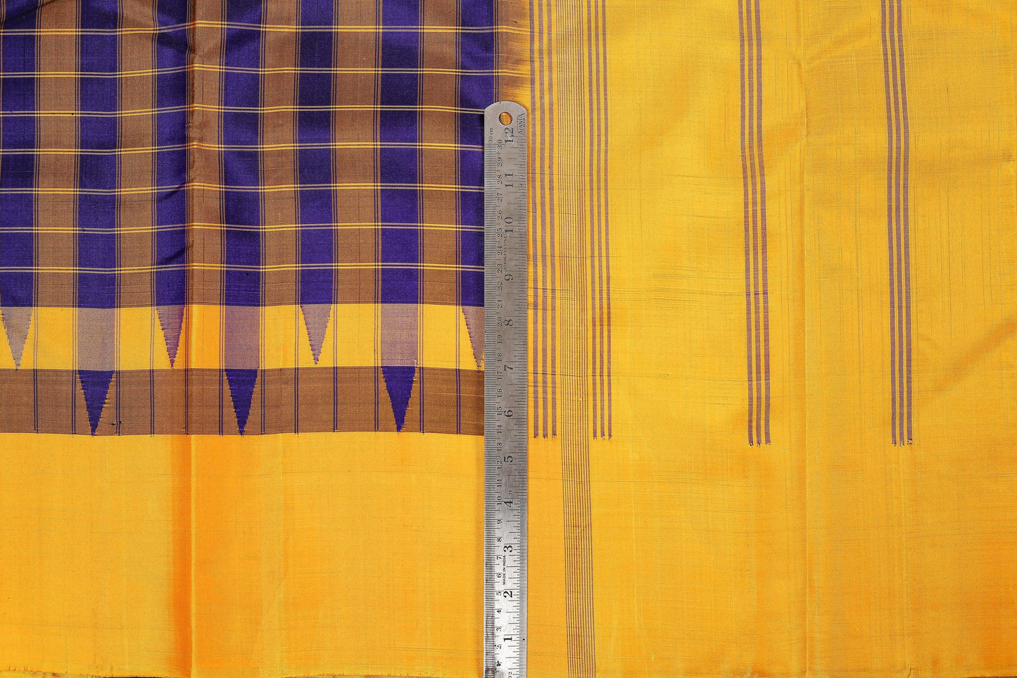 Temple Border Kanjivaram Pure Silk Saree - Handwoven - PVA 0418 1215 - Silk Sari - Panjavarnam
