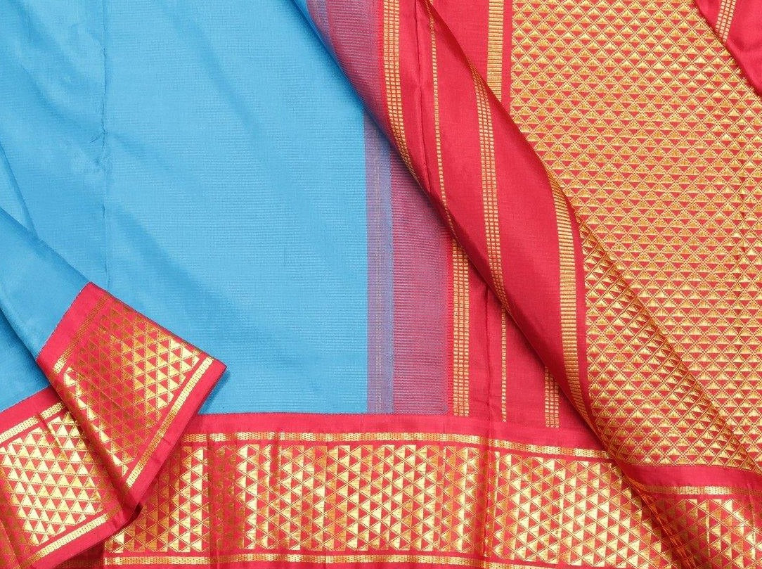 Traditional Design Ganga Jamuna Border 9 Yards Kanjivaram Pure Silk Saree PV NY G 1001 - Silk Sari - Panjavarnam